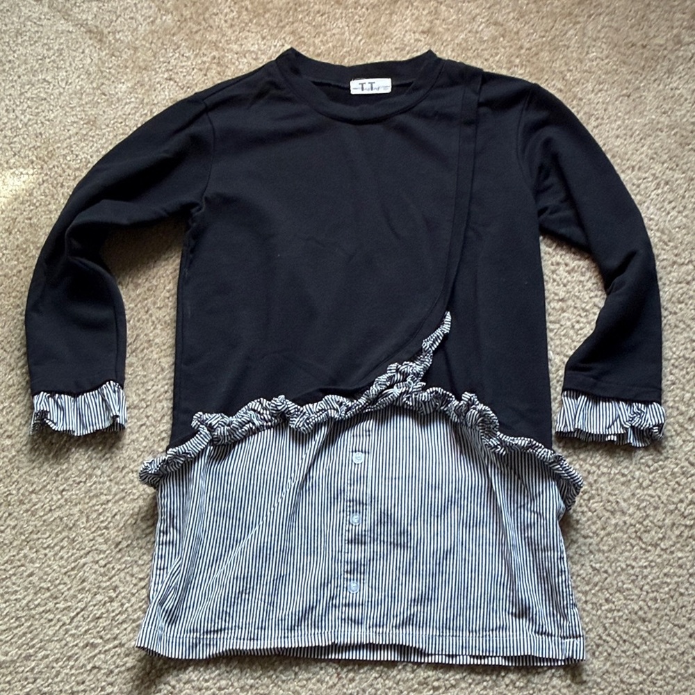 Dark Navy and White Striped Shirt